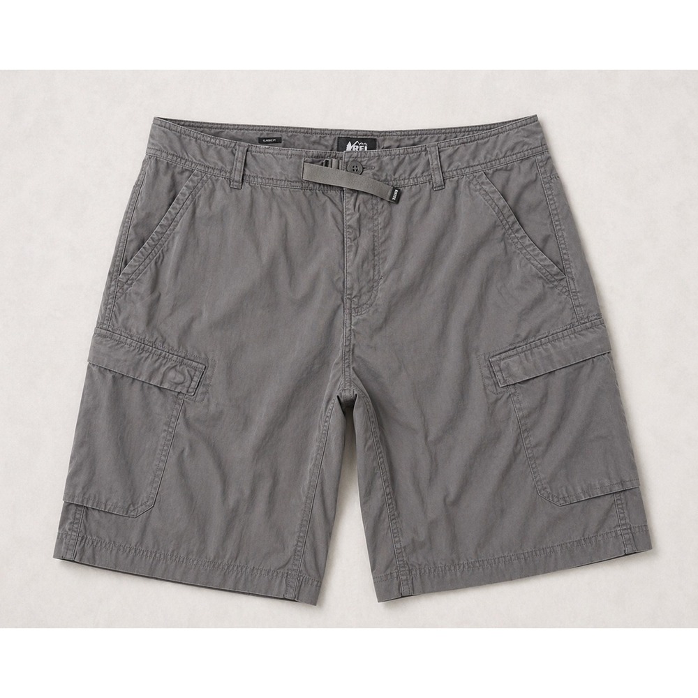 REI Co-op Mens Relaxed Fit Cargo Shorts Gray Nylon Hiking Outdoor 40 gorpcore